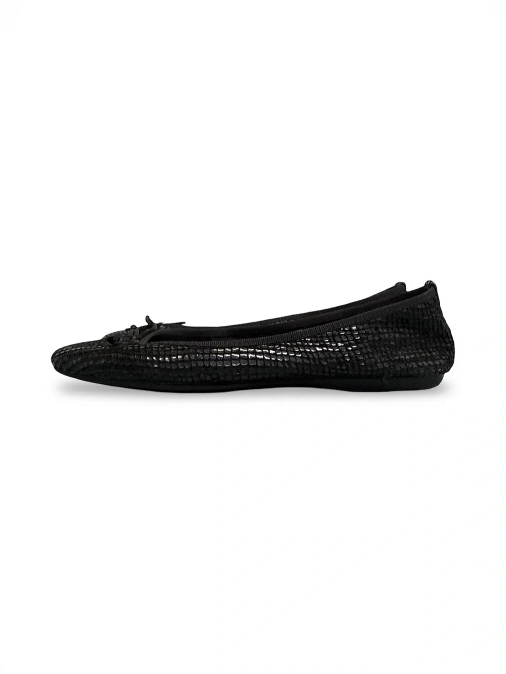 Italian Shoemaker Contesa Black Snake-Texture Leather Ballet Flat Women’s 7
